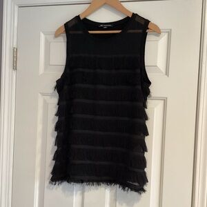INC International Concepts Sleeveless Front Fringes Top M
